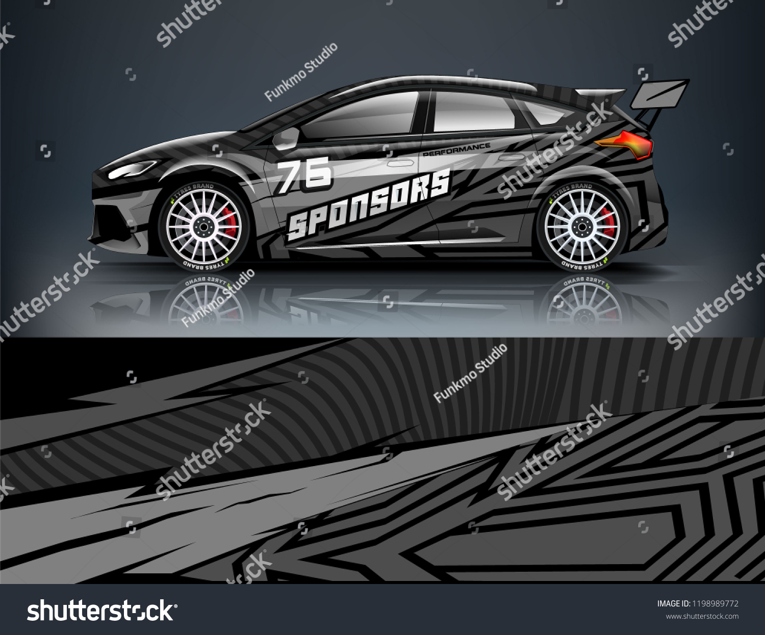 Car decal wrap design vector. Graphic abstract stripe racing background kit designs for vehicle, race car, rally, adventure and livery