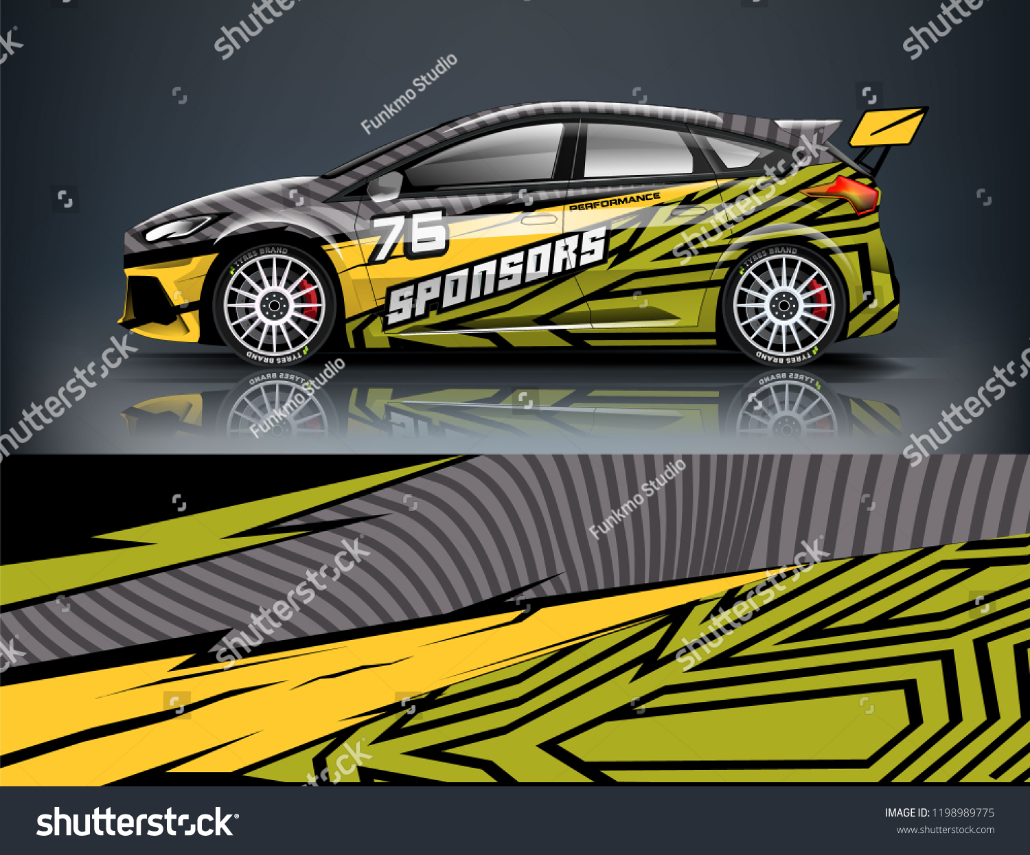 Car decal wrap design vector. Graphic abstract stripe racing background kit designs for vehicle, race car, rally, adventure and livery