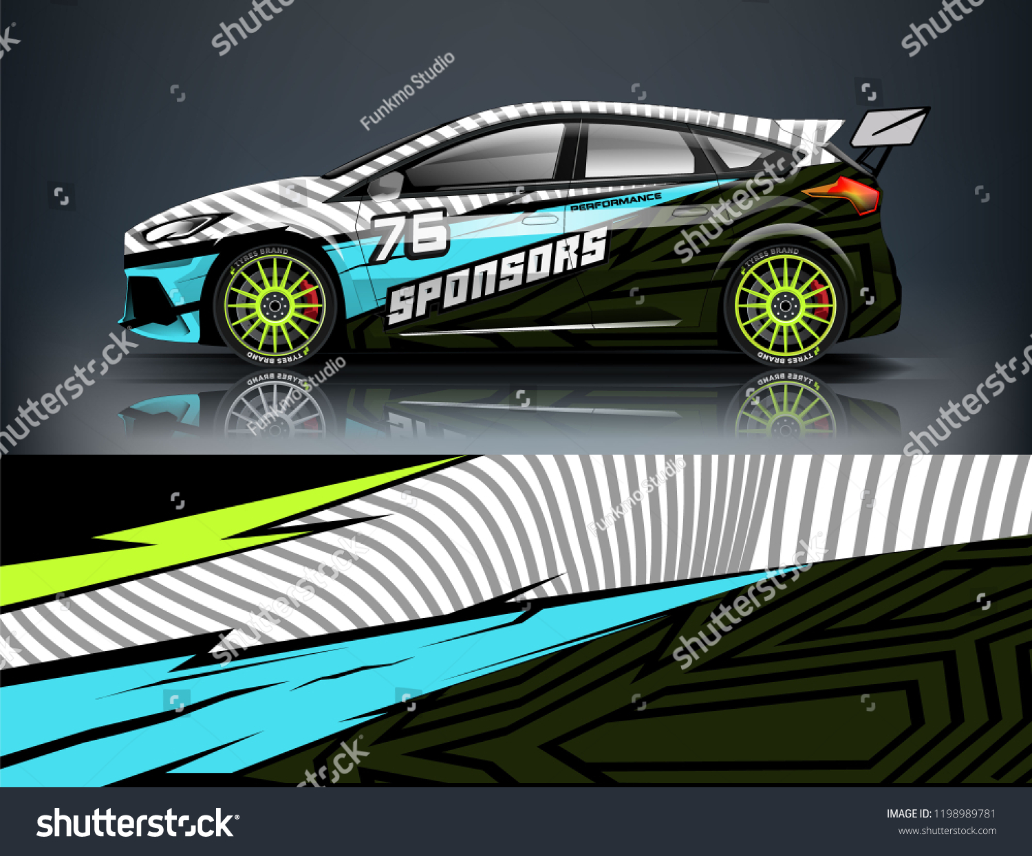 Car decal wrap design vector. Graphic abstract stripe racing background kit designs for vehicle, race car, rally, adventure and livery