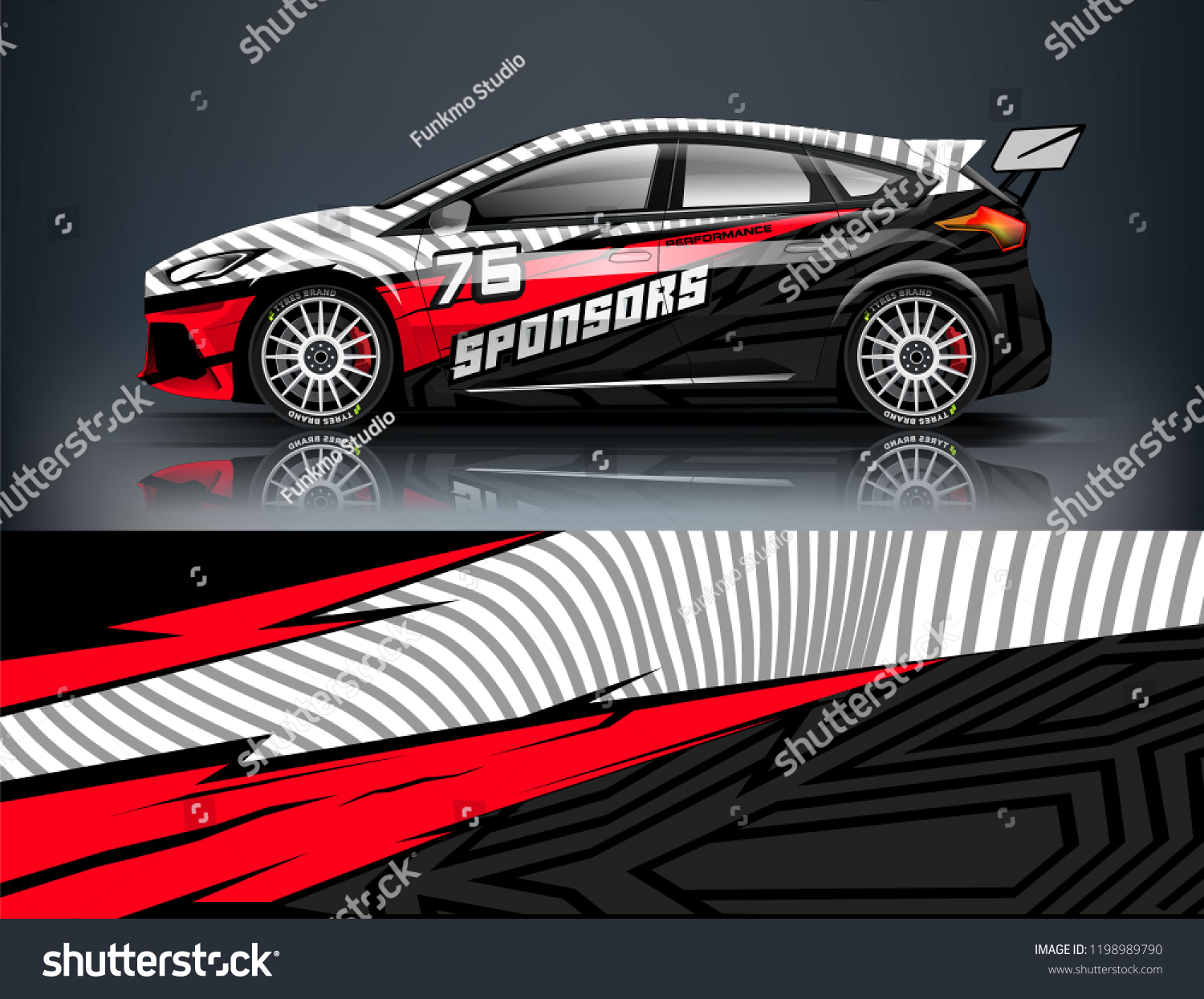 Car decal wrap design vector. Graphic abstract stripe racing background kit designs for vehicle, race car, rally, adventure and livery