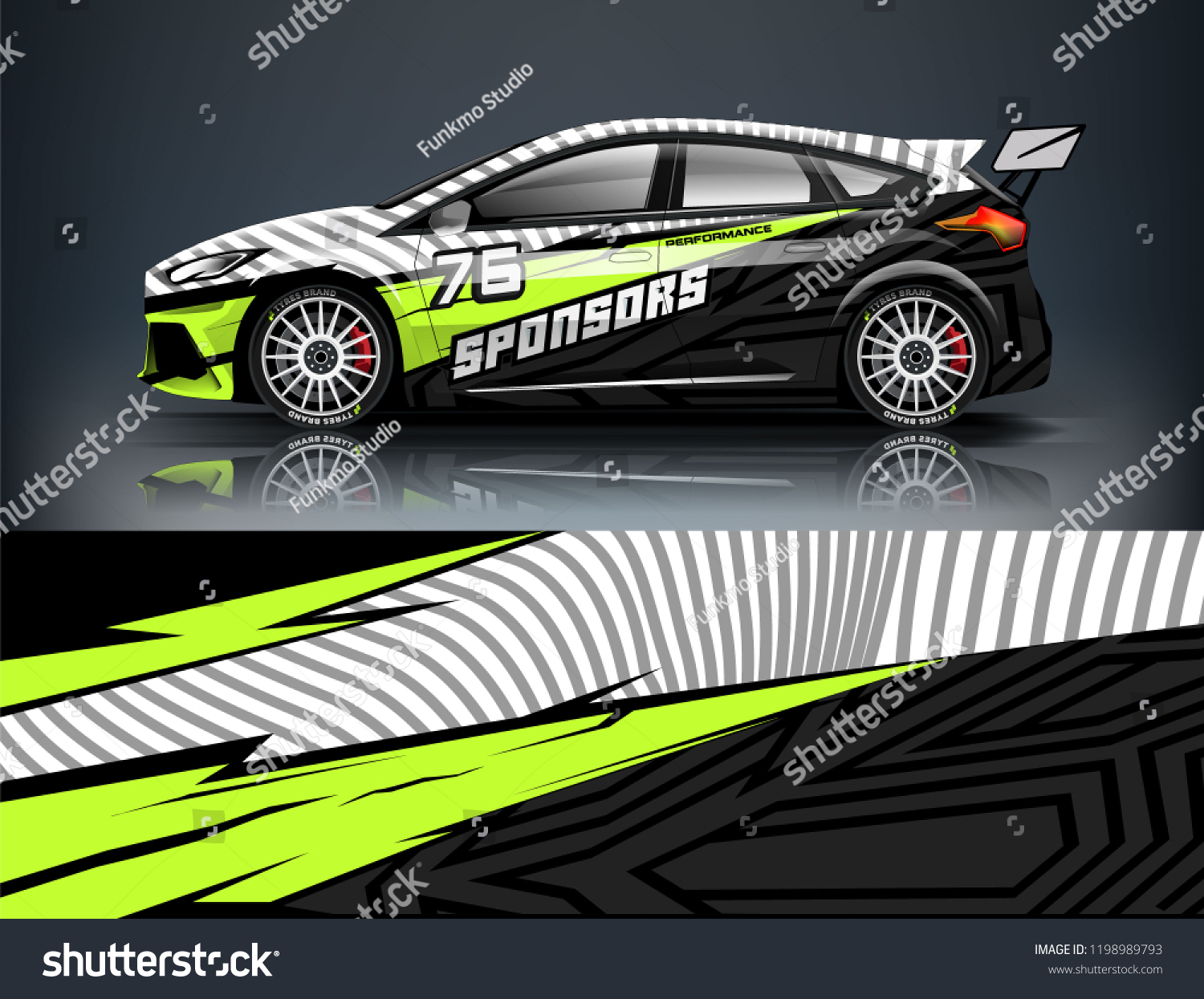 Car decal wrap design vector. Graphic abstract stripe racing background kit designs for vehicle, race car, rally, adventure and livery