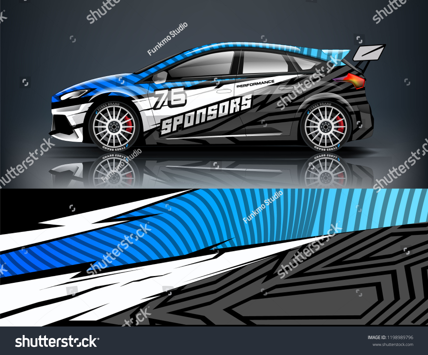 Car decal wrap design vector. Graphic abstract stripe racing background kit designs for vehicle, race car, rally, adventure and livery