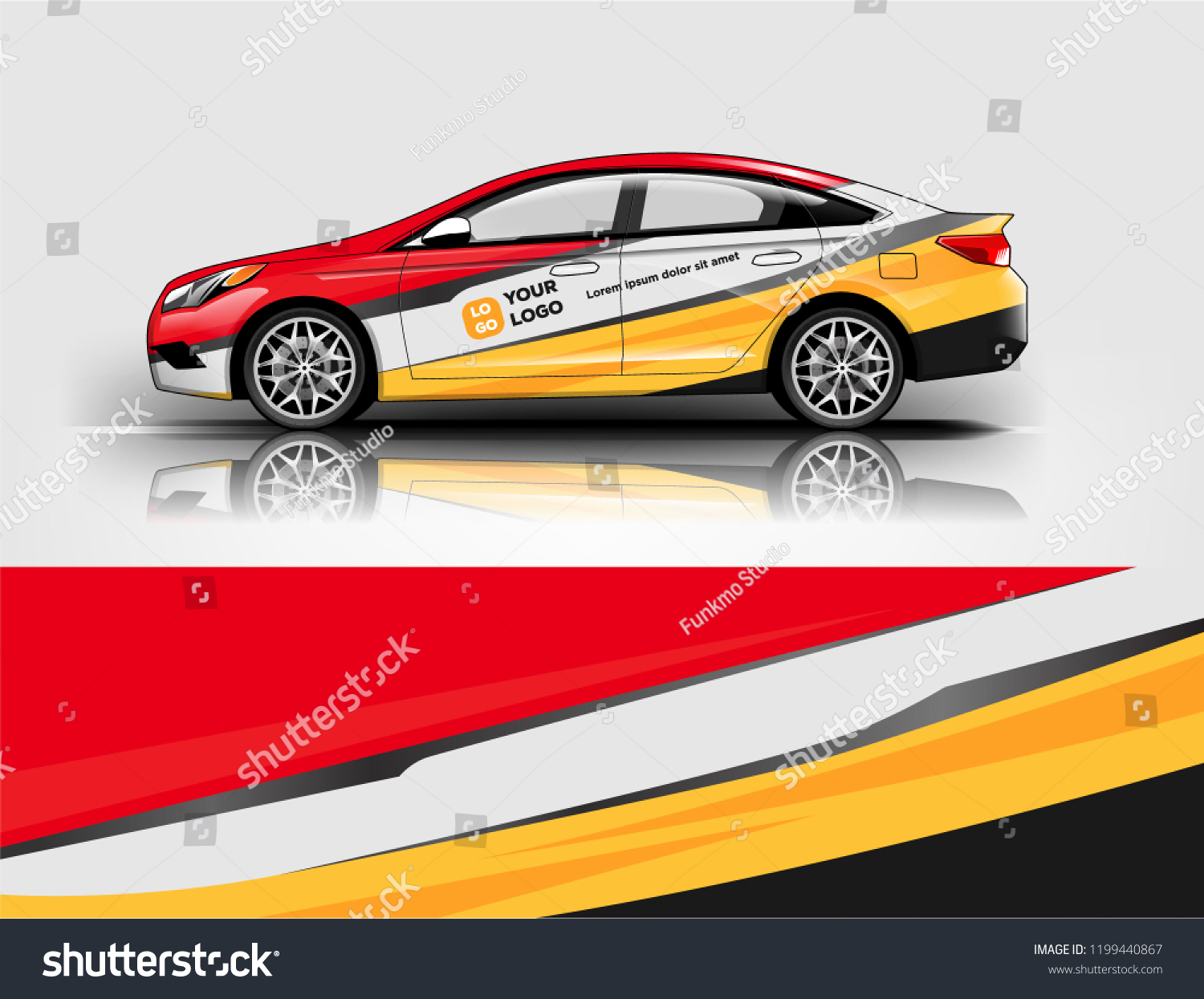 Company branding Car decal wrap design vector. Graphic abstract stripe racing background kit designs company car