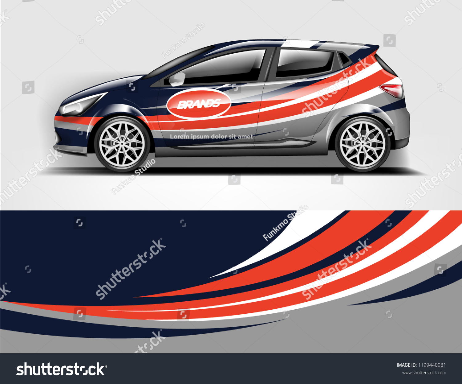 Company branding Car decal wrap design vector. Graphic abstract stripe racing background kit designs company car