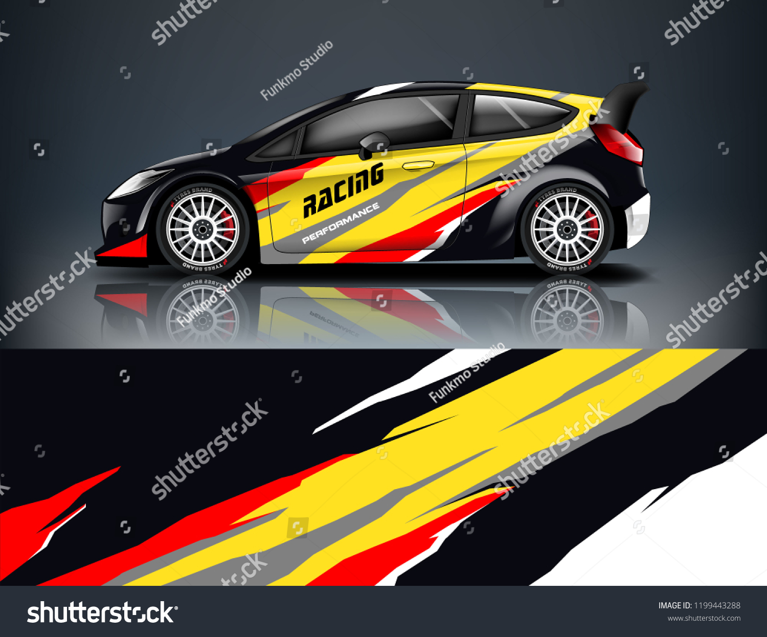 Racing car wrap design. sedan hatchback wrap design. abstract background with vector.