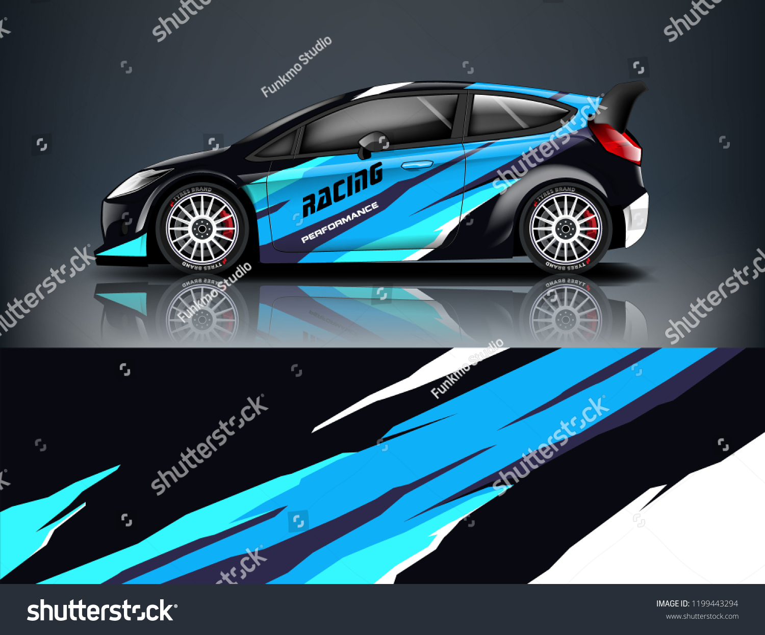 Racing car wrap design. sedan hatchback wrap design. abstract background with vector.