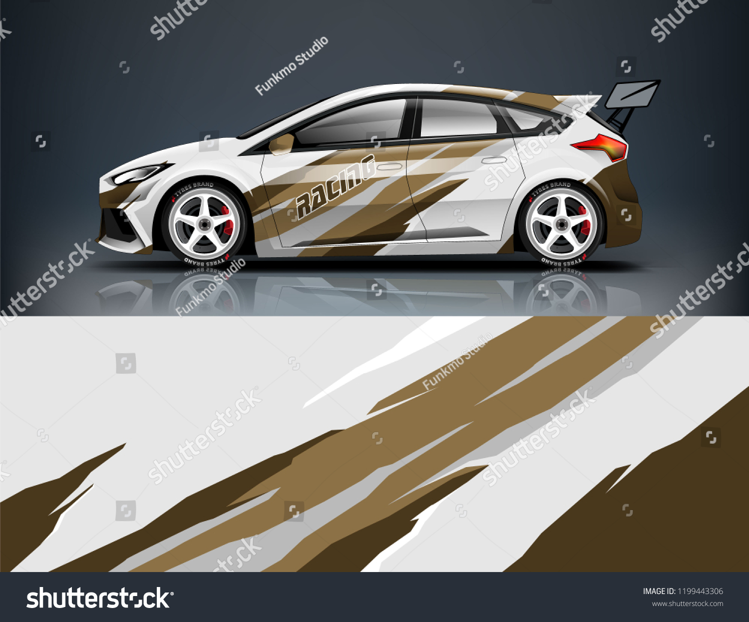 Racing car wrap design. sedan hatchback wrap design. abstract background with vector.