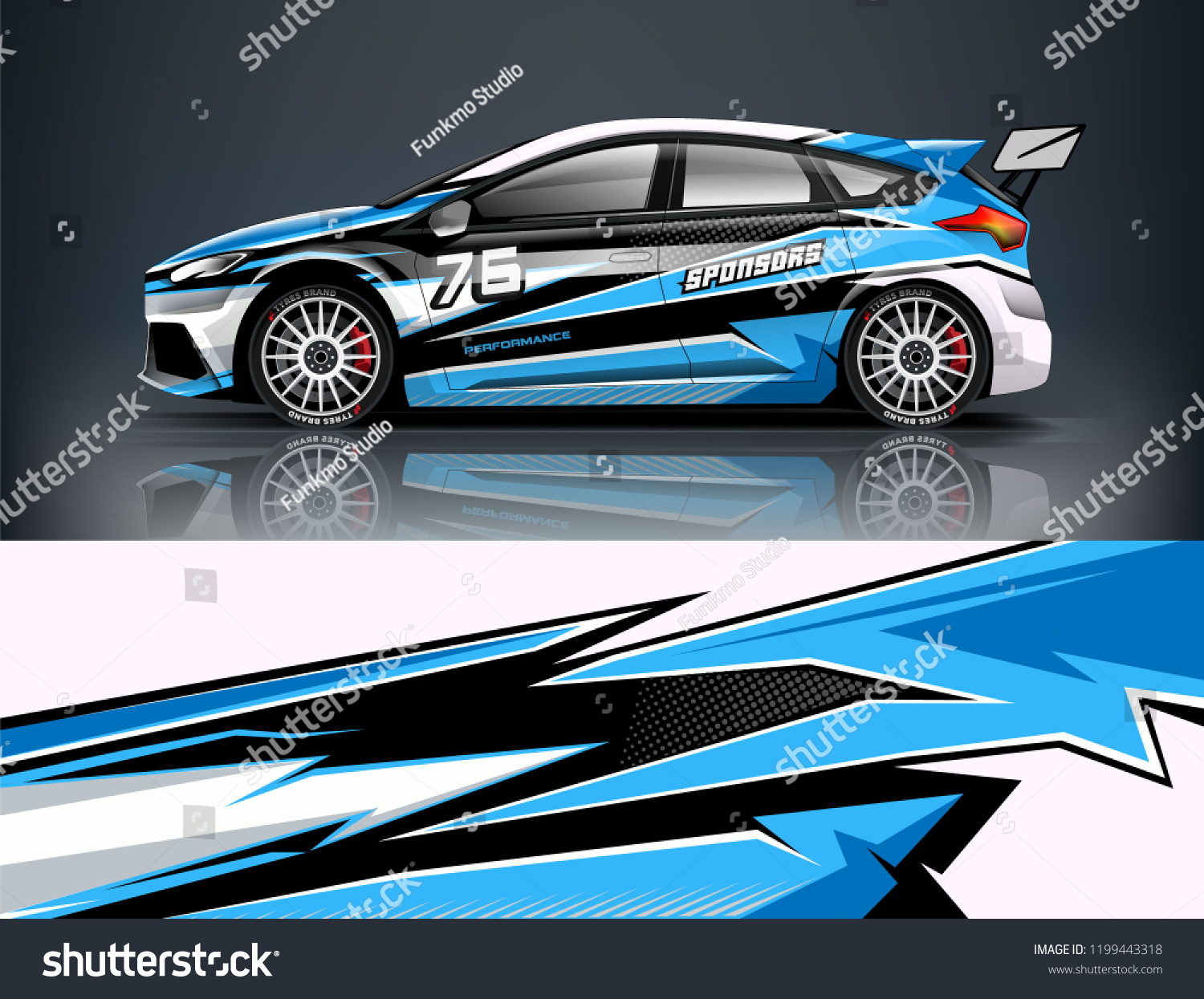 Racing car wrap design. sedan hatchback wrap design. abstract background with vector.