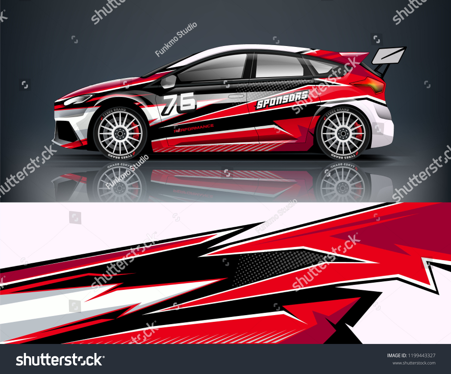 Racing car wrap design. sedan hatchback wrap design. abstract background with vector.
