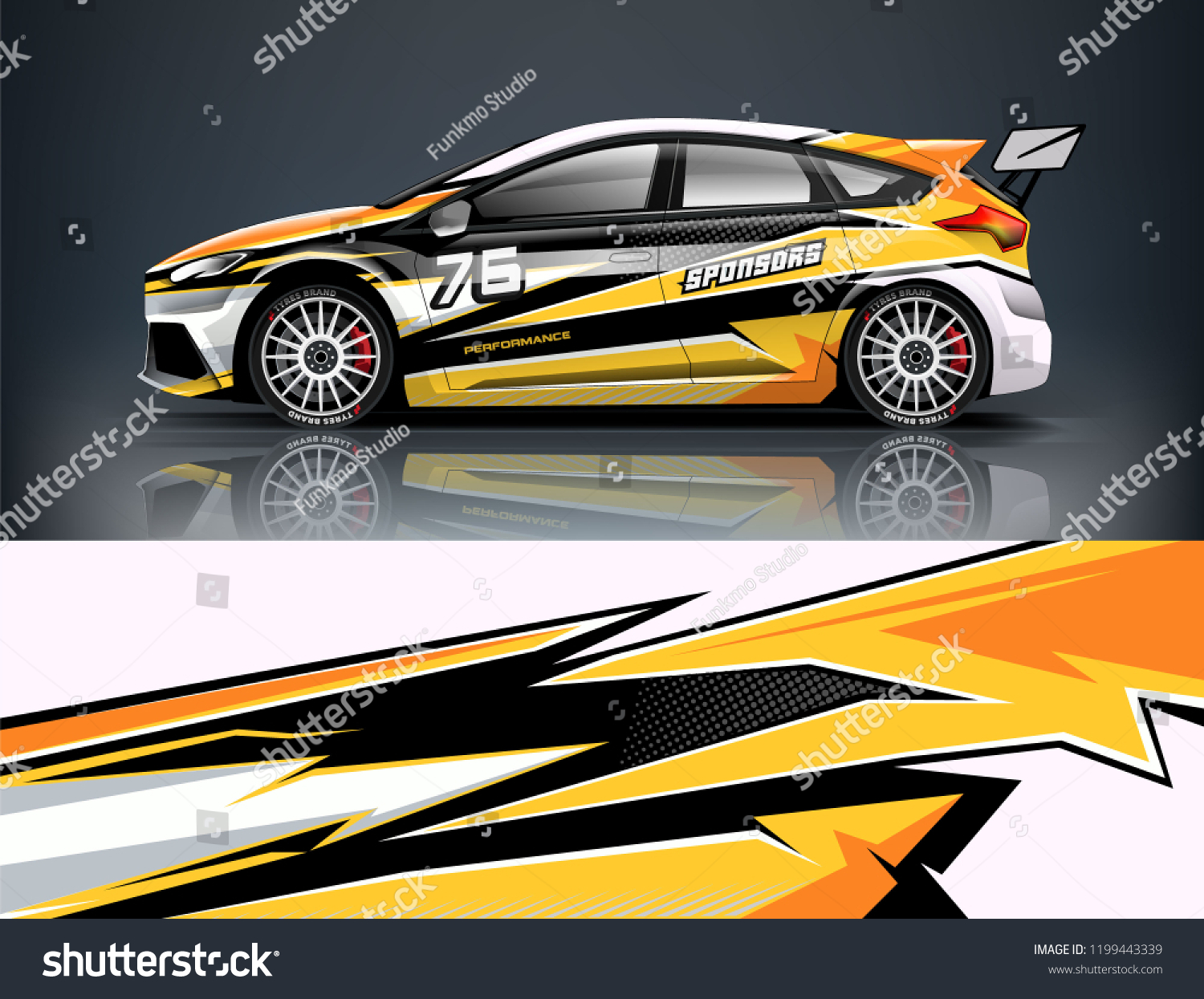 Racing car wrap design. sedan hatchback wrap design. abstract background with vector.