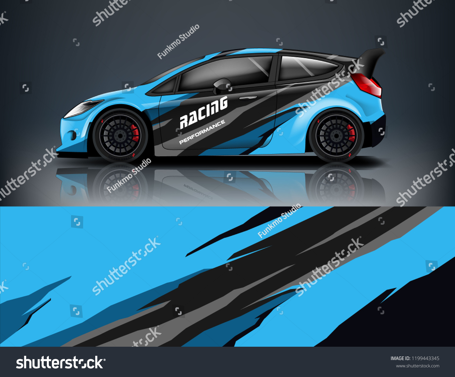 Racing car wrap design. sedan hatchback wrap design. abstract background with vector.
