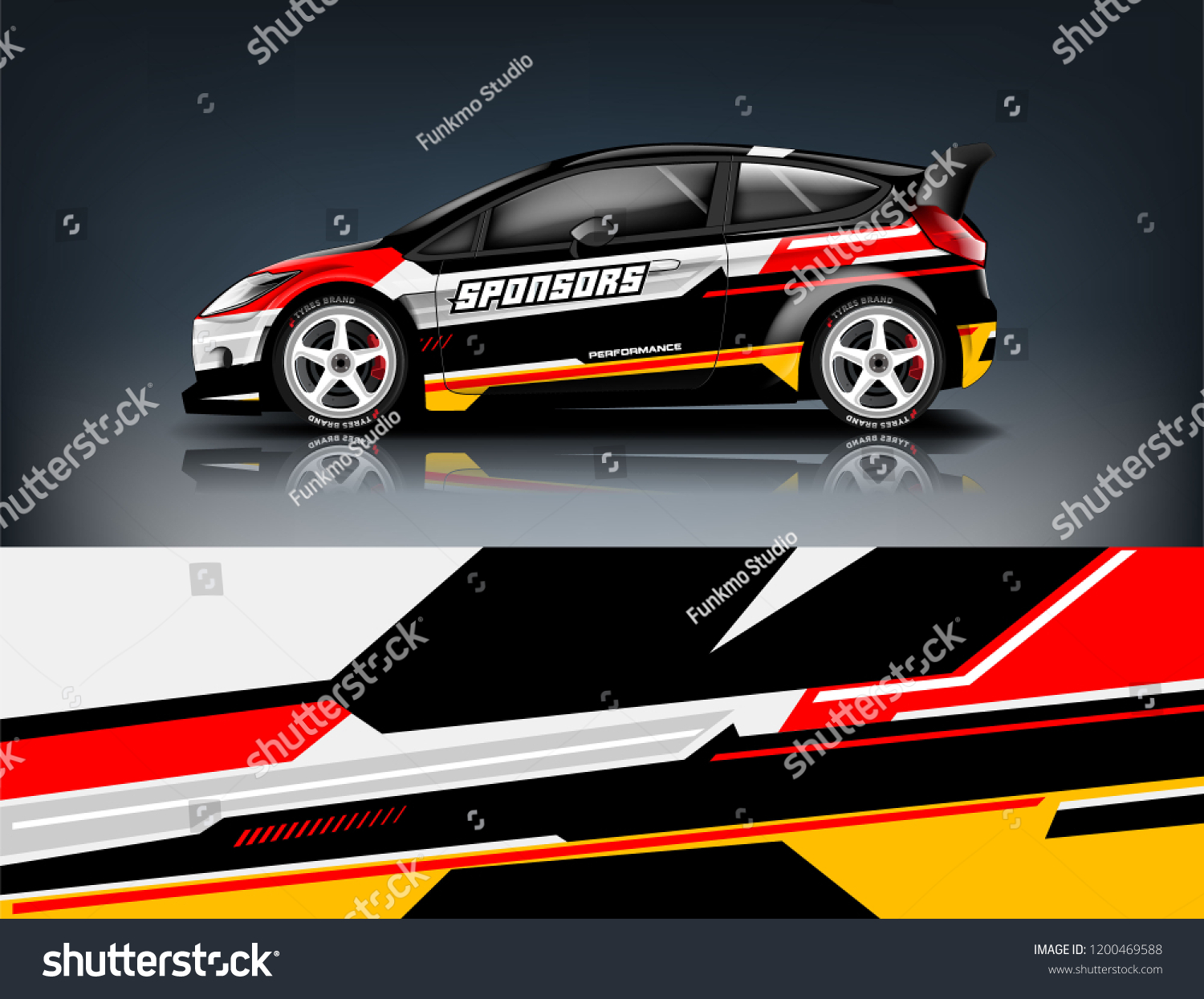 Racing car wrap design. sedan hatchback wrap design. abstract background with vector.