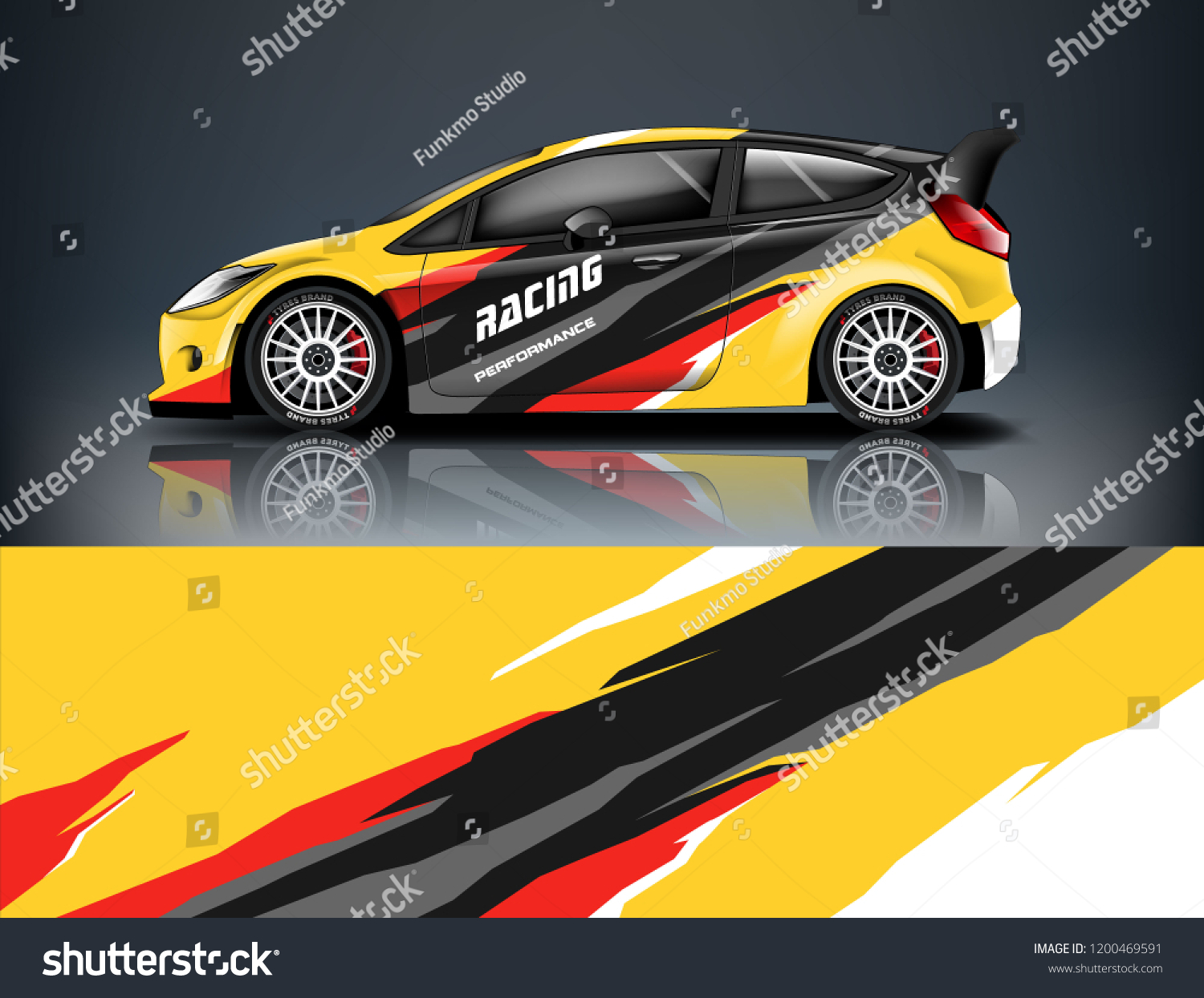 Racing car wrap design. sedan hatchback wrap design. abstract background with vector.