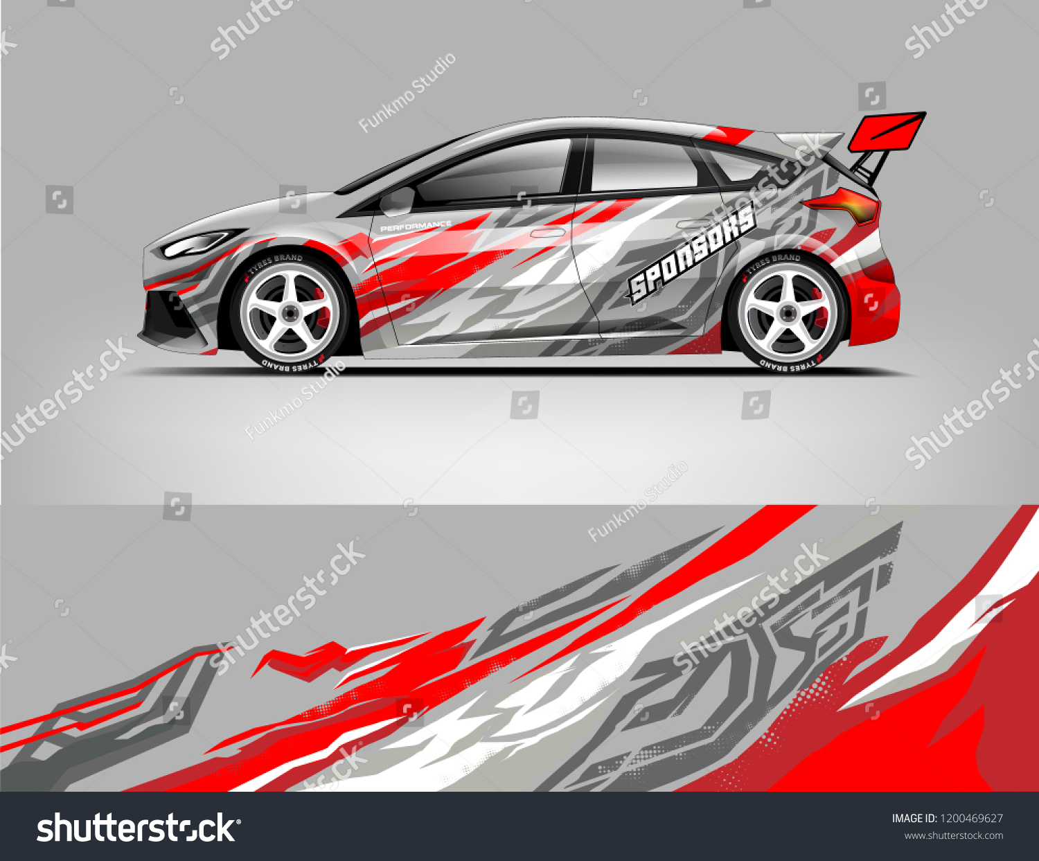 Racing car wrap design. sedan hatchback wrap design. abstract background with vector.