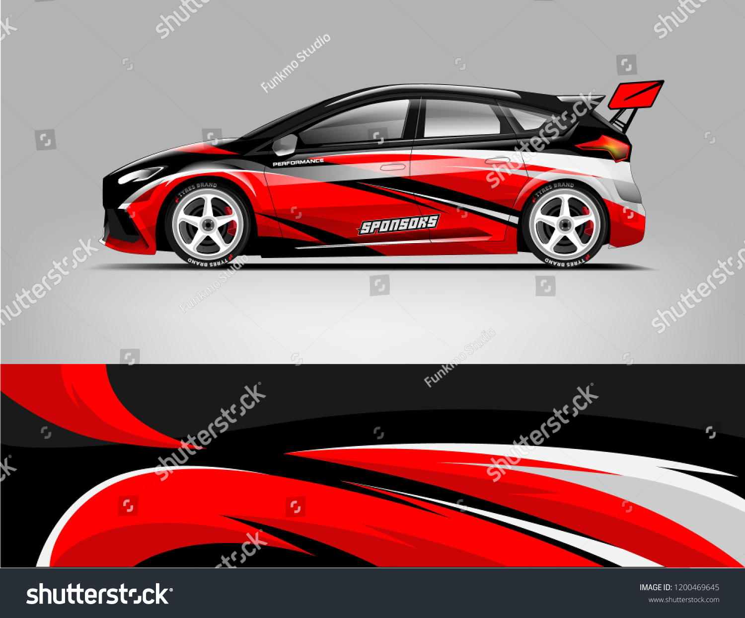 Racing car wrap design. sedan hatchback wrap design. abstract background with vector.