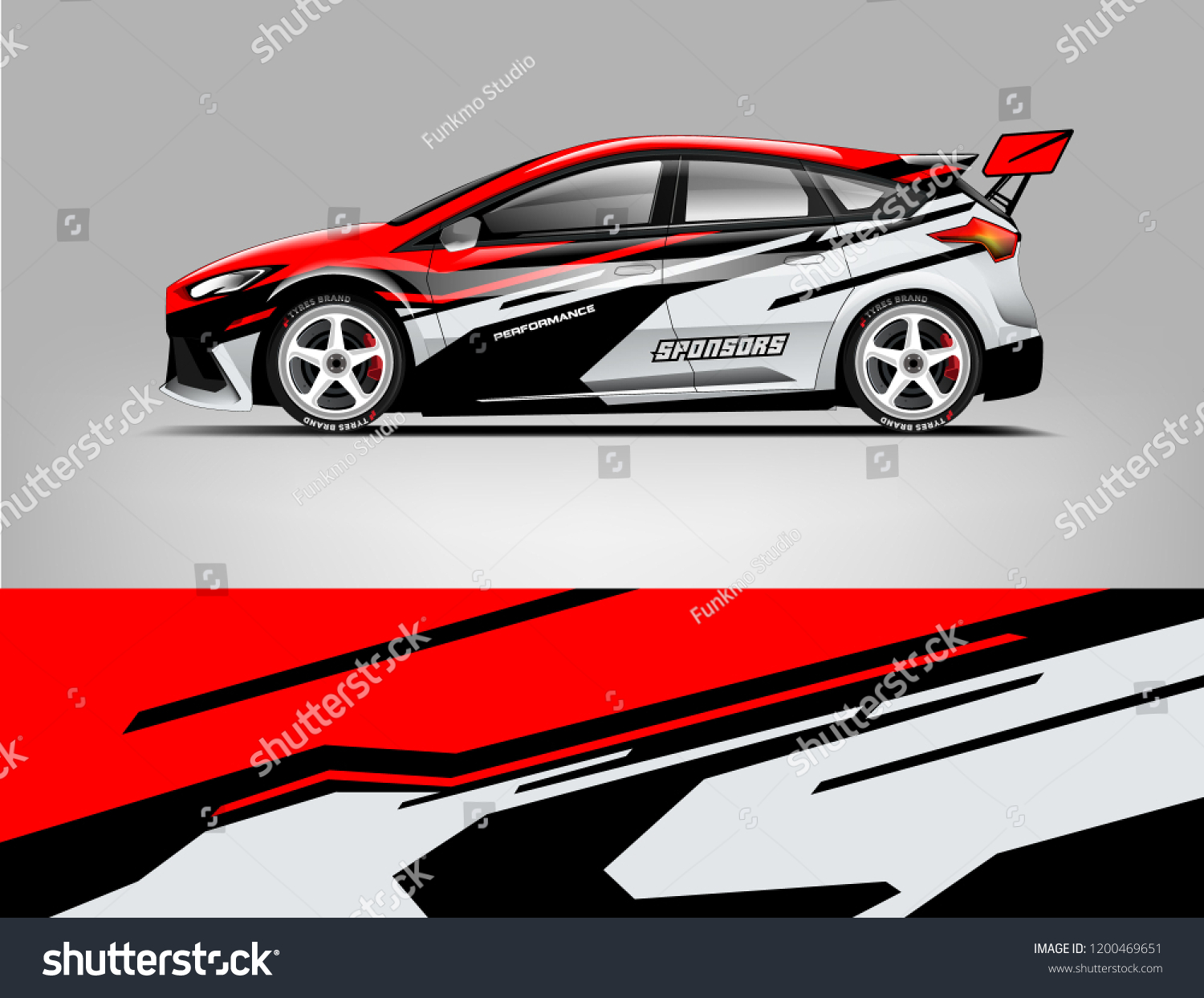 Racing car wrap design. sedan hatchback wrap design. abstract background with vector.