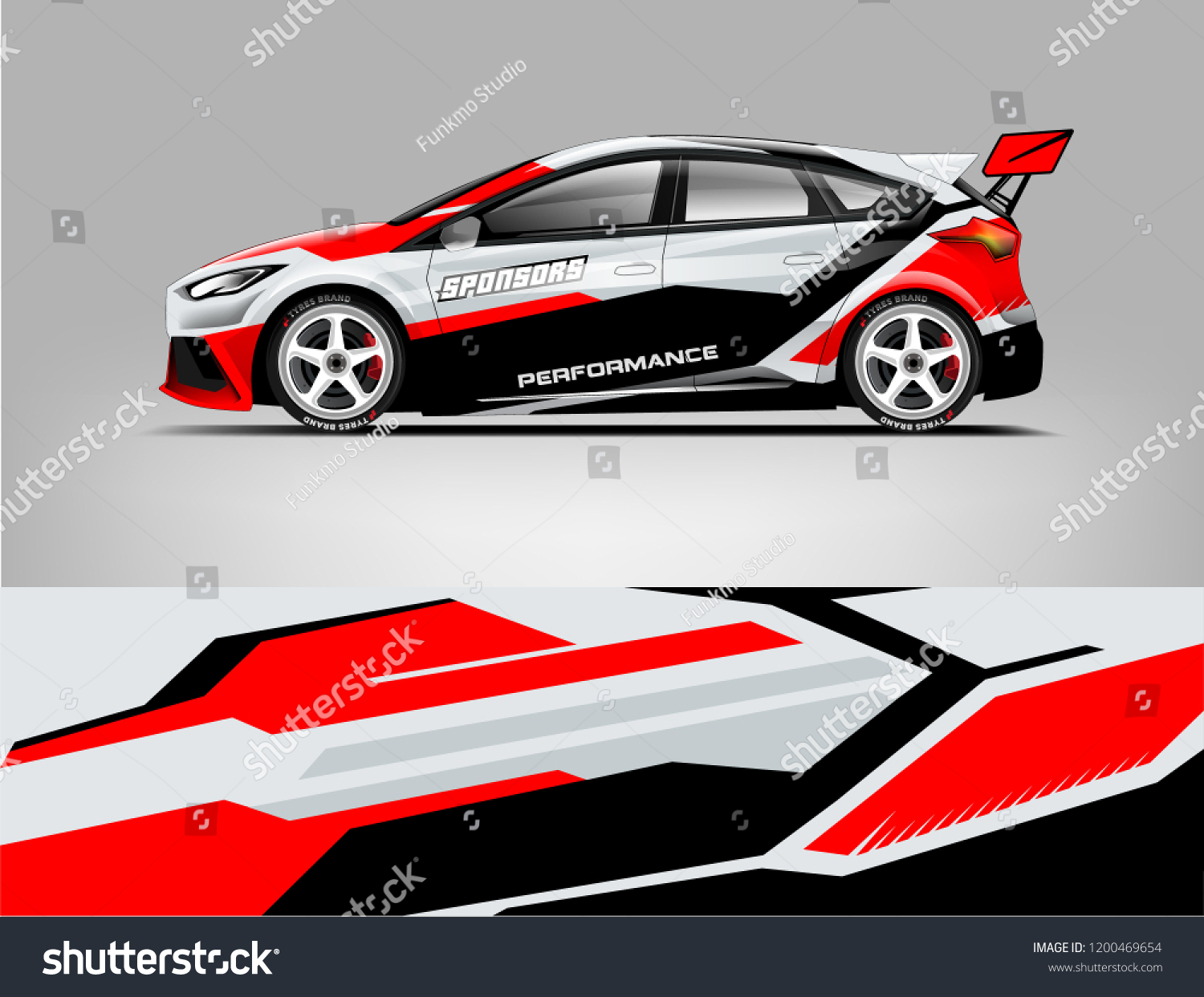 Racing car wrap design. sedan hatchback wrap design. abstract background with vector.