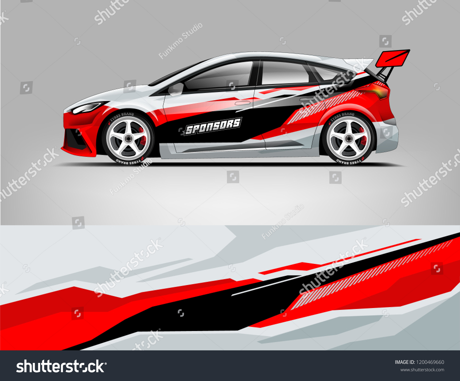 Racing car wrap design. sedan hatchback wrap design. abstract background with vector.