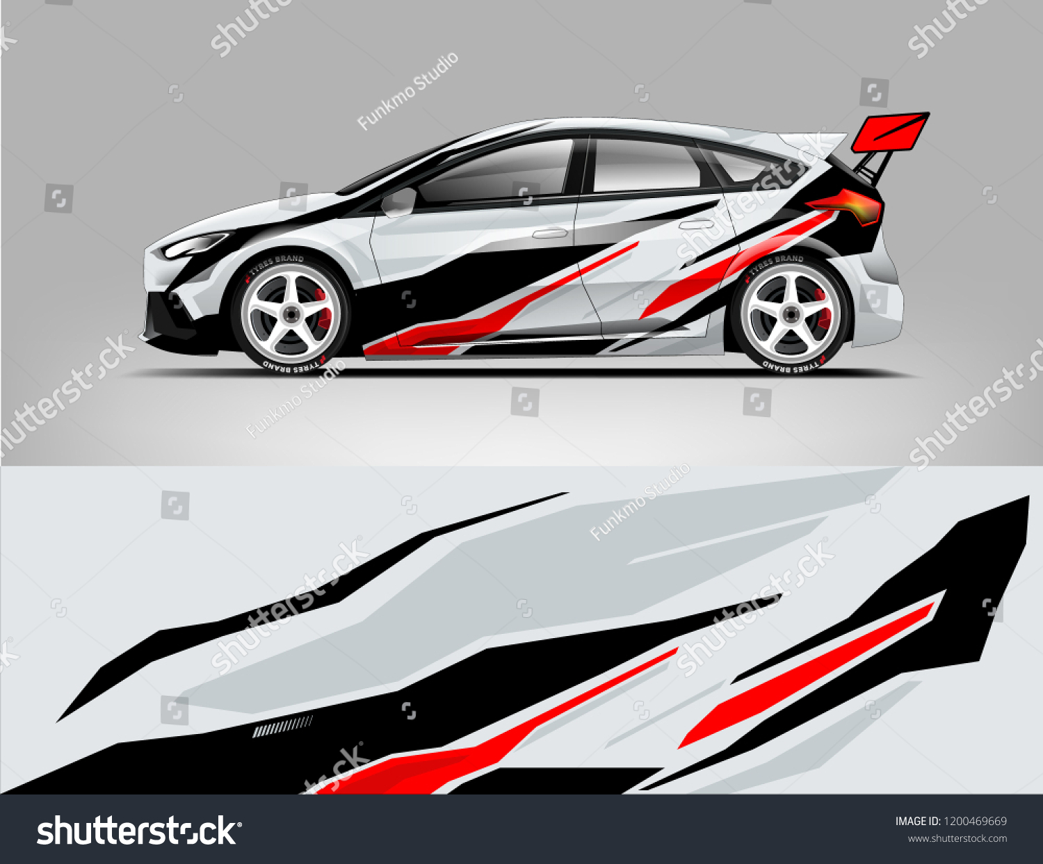 Racing car wrap design. sedan hatchback wrap design. abstract background with vector.