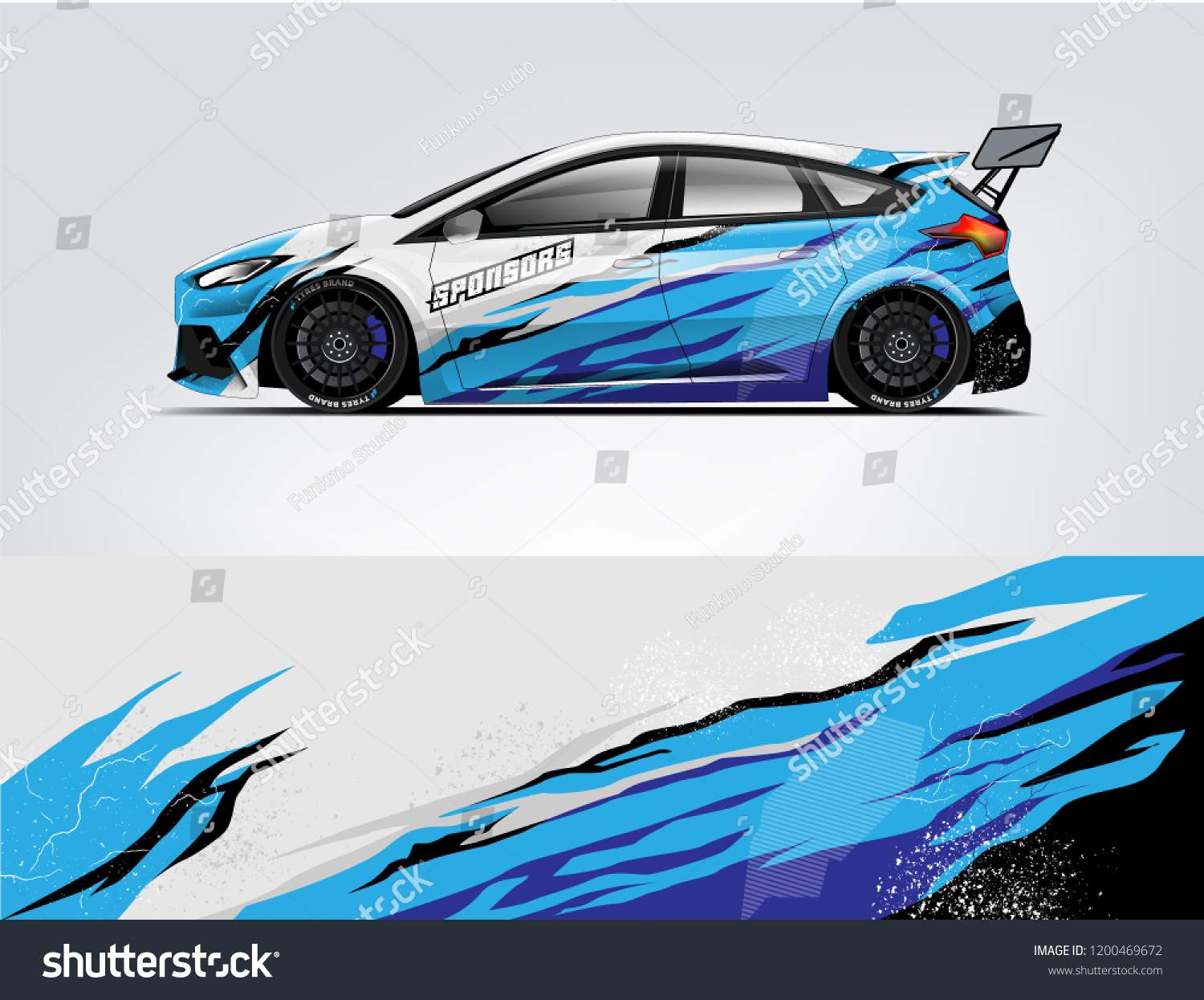 Racing car wrap design. sedan hatchback wrap design. abstract background with vector.