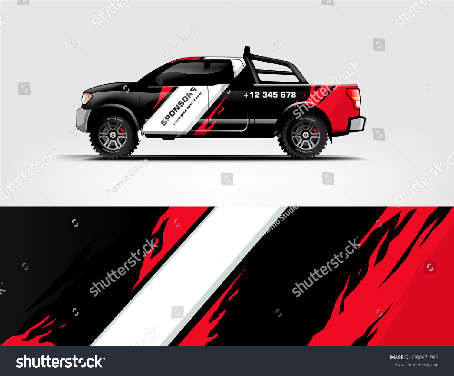 Car decal wrap design vector. Graphic abstract stripe racing background kit designs for vehicle, race car, rally, adventure and livery