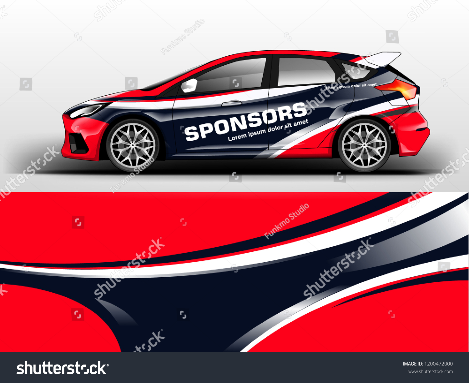 Car decal wrap design vector. Graphic abstract stripe racing background kit designs for vehicle, race car, rally, adventure and livery