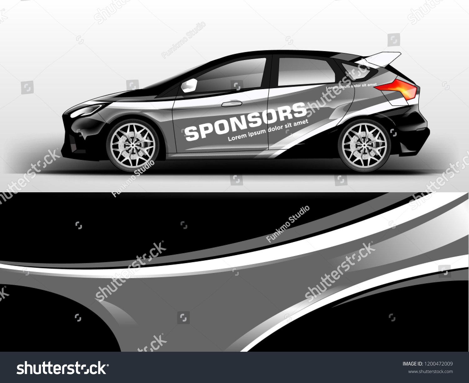 Car decal wrap design vector. Graphic abstract stripe racing background kit designs for vehicle, race car, rally, adventure and livery
