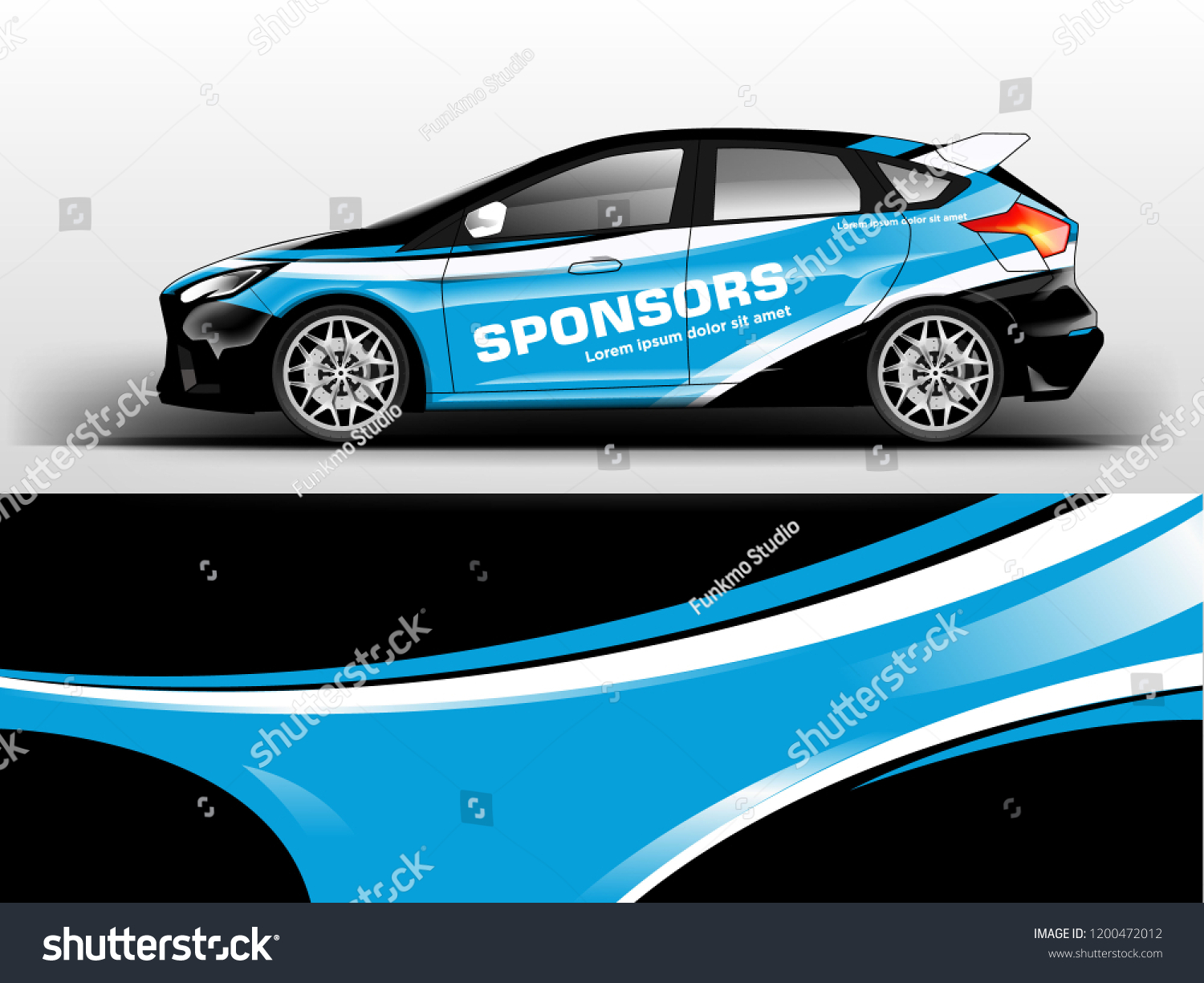 Car decal wrap design vector. Graphic abstract stripe racing background kit designs for vehicle, race car, rally, adventure and livery