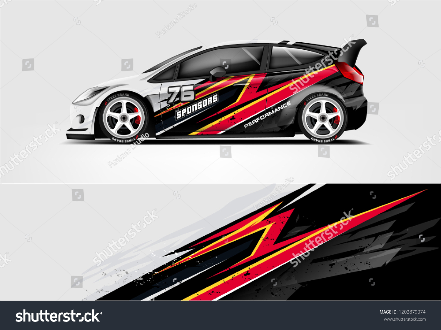 Car decal wrap design vector. Graphic abstract stripe racing background kit designs for vehicle, race car, rally, adventure and livery