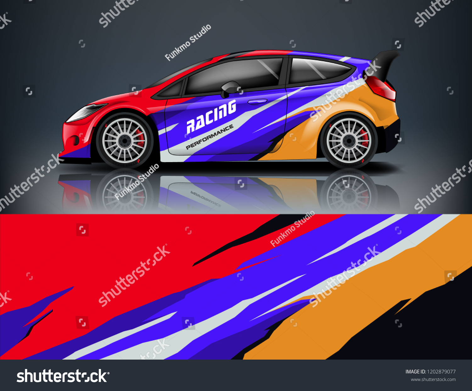 Car decal wrap design vector. Graphic abstract stripe racing background kit designs for vehicle, race car, rally, adventure and livery