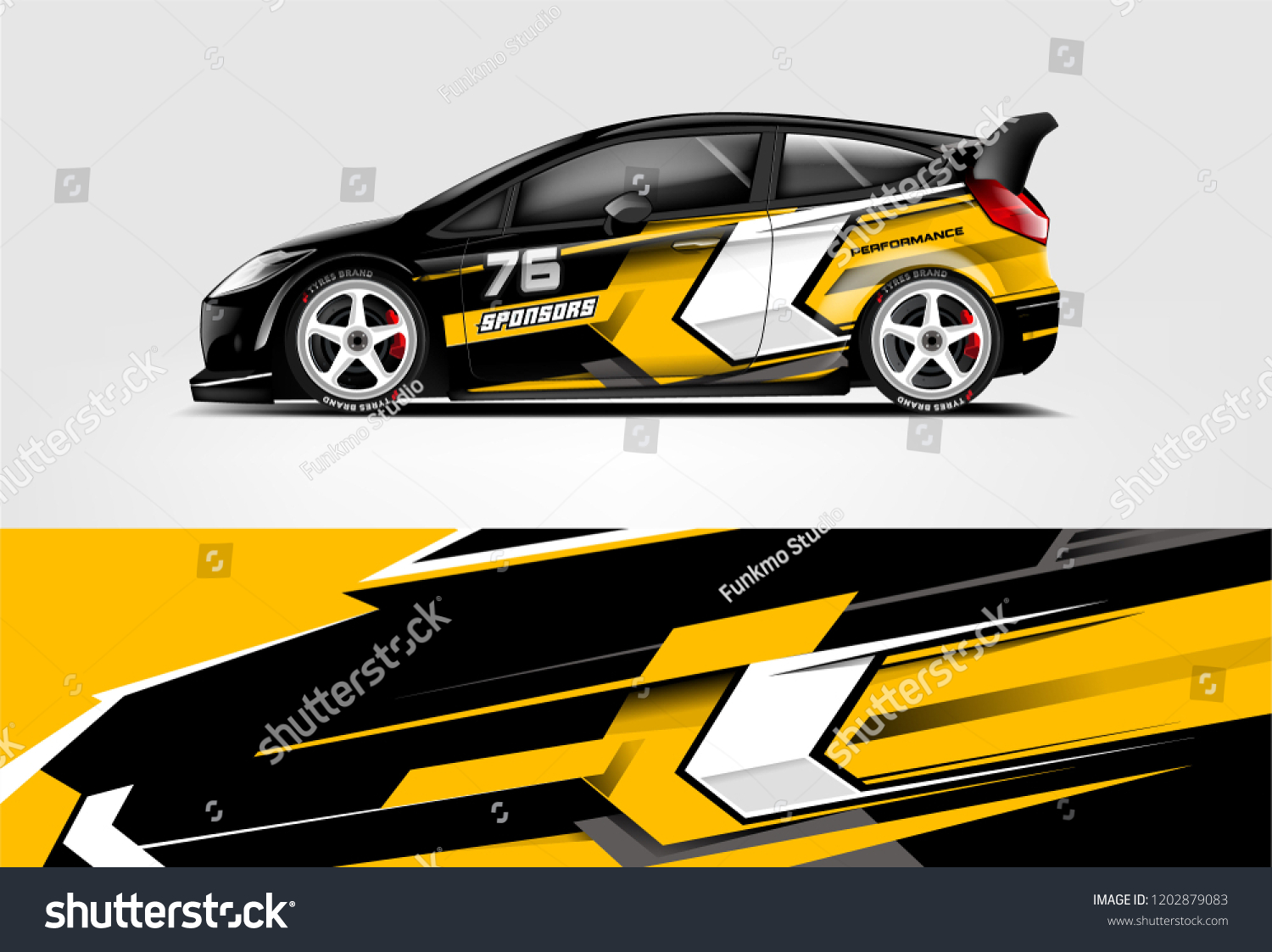 Car decal wrap design vector. Graphic abstract stripe racing background kit designs for vehicle, race car, rally, adventure and livery