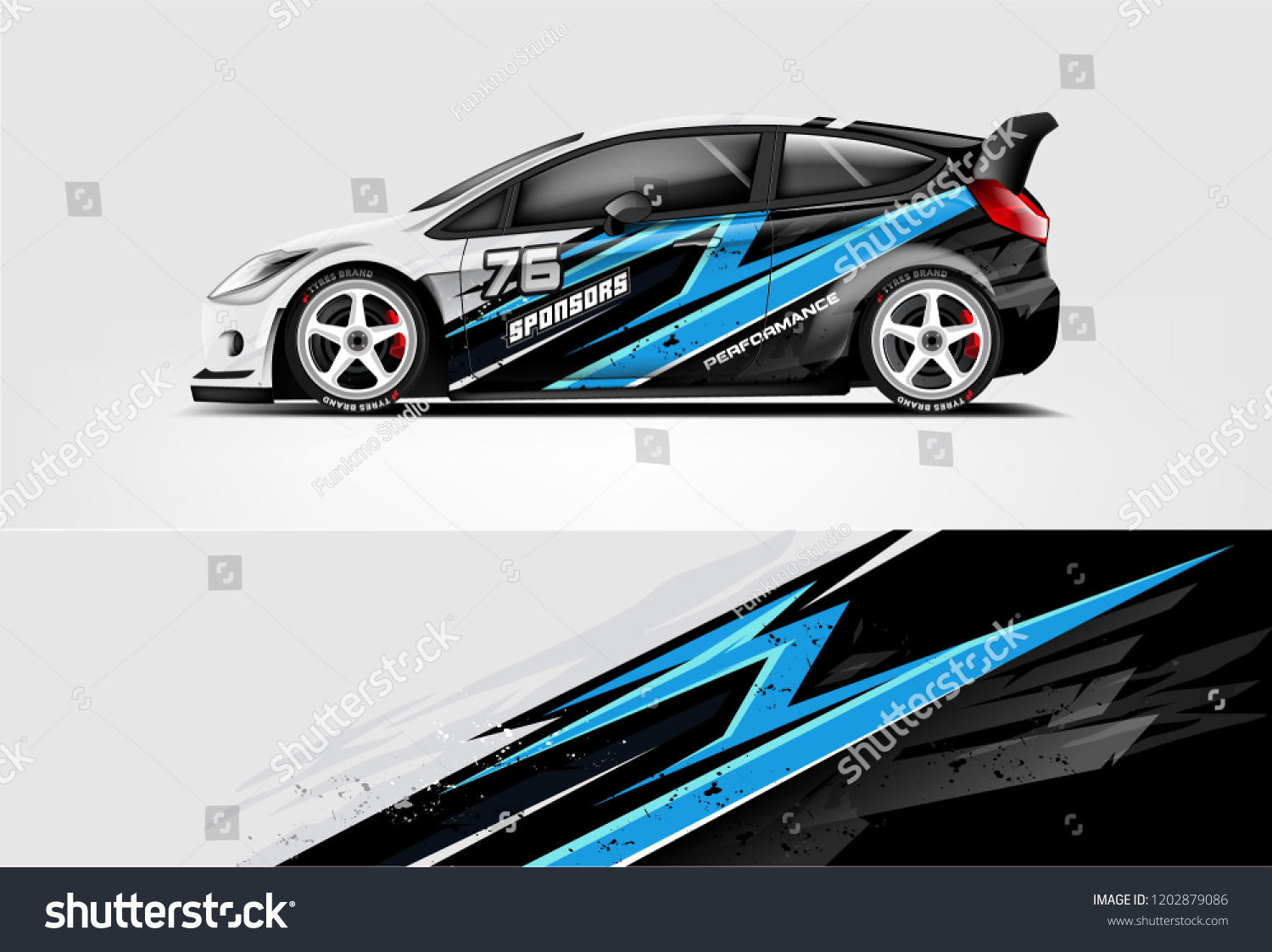 Car decal wrap design vector. Graphic abstract stripe racing background kit designs for vehicle, race car, rally, adventure and livery