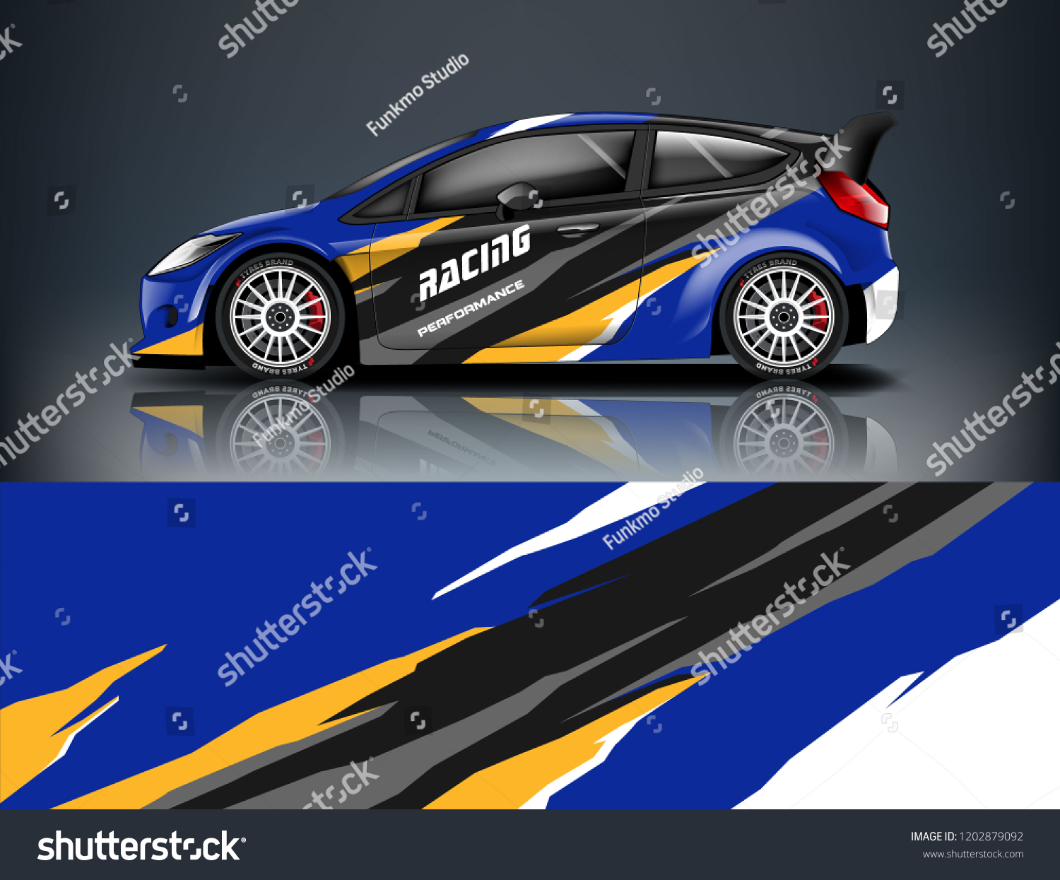 Car decal wrap design vector. Graphic abstract stripe racing background kit designs for vehicle, race car, rally, adventure and livery