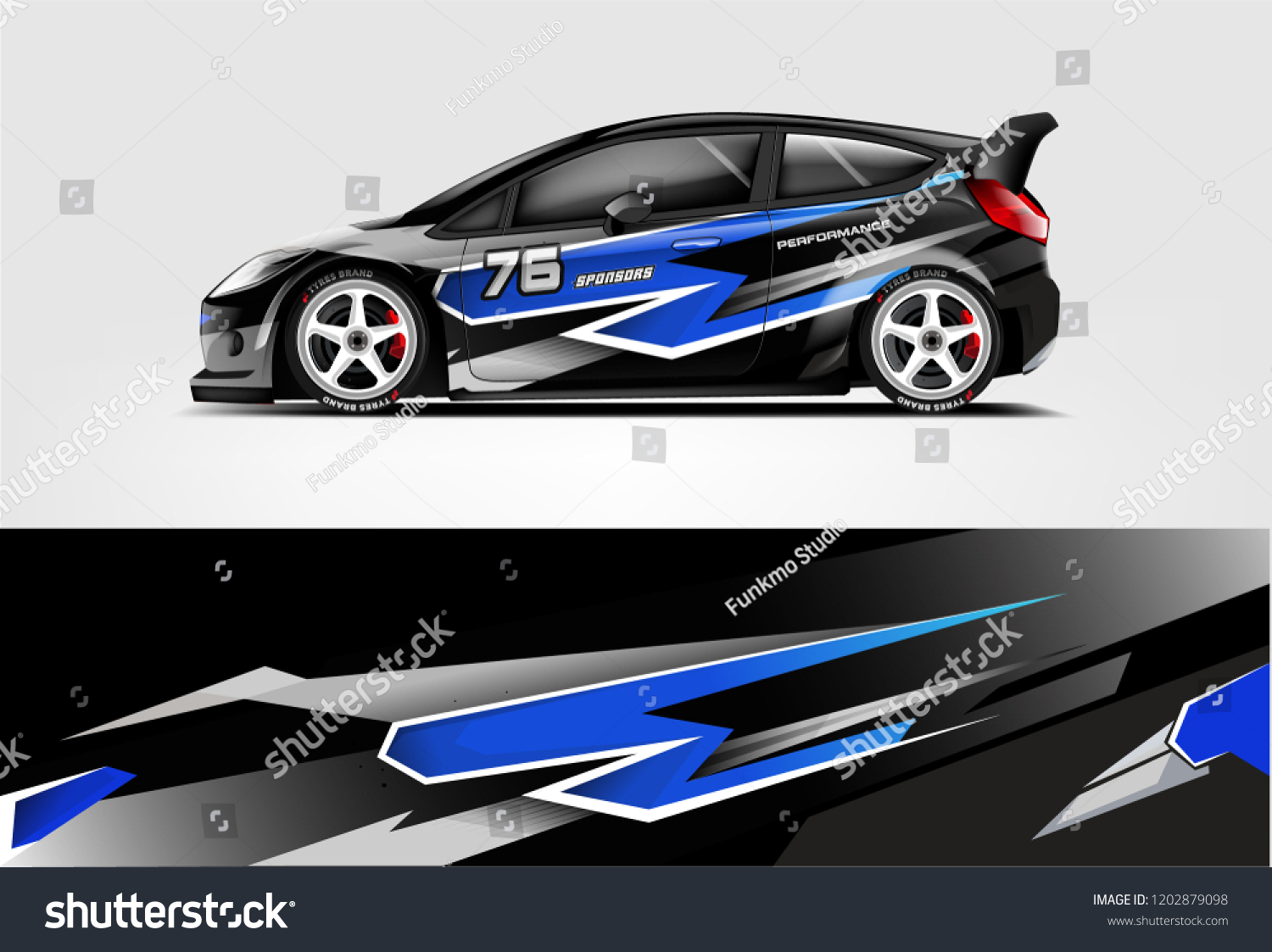Car decal wrap design vector. Graphic abstract stripe racing background kit designs for vehicle, race car, rally, adventure and livery