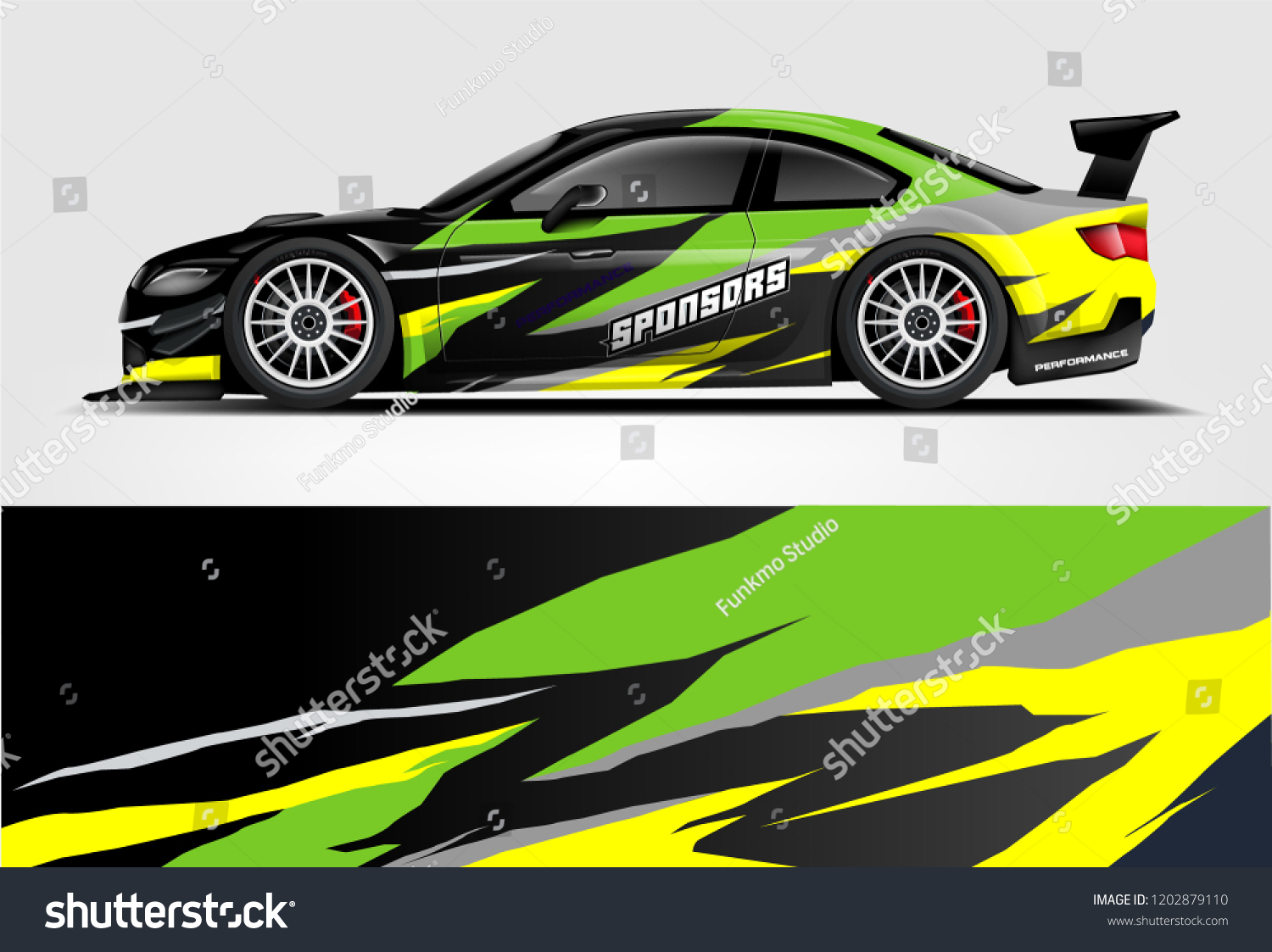 Car decal wrap design vector. Graphic abstract stripe racing background kit designs for vehicle, race car, rally, adventure and livery