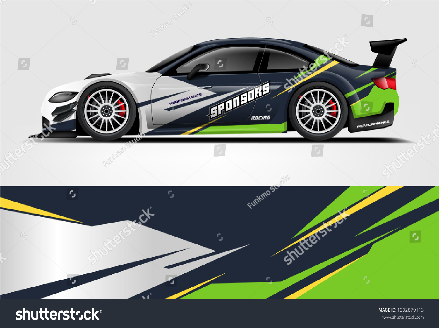 Car decal wrap design vector. Graphic abstract stripe racing background kit designs for vehicle, race car, rally, adventure and livery