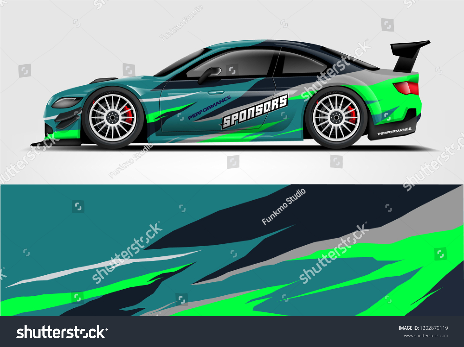 Car decal wrap design vector. Graphic abstract stripe racing background kit designs for vehicle, race car, rally, adventure and livery