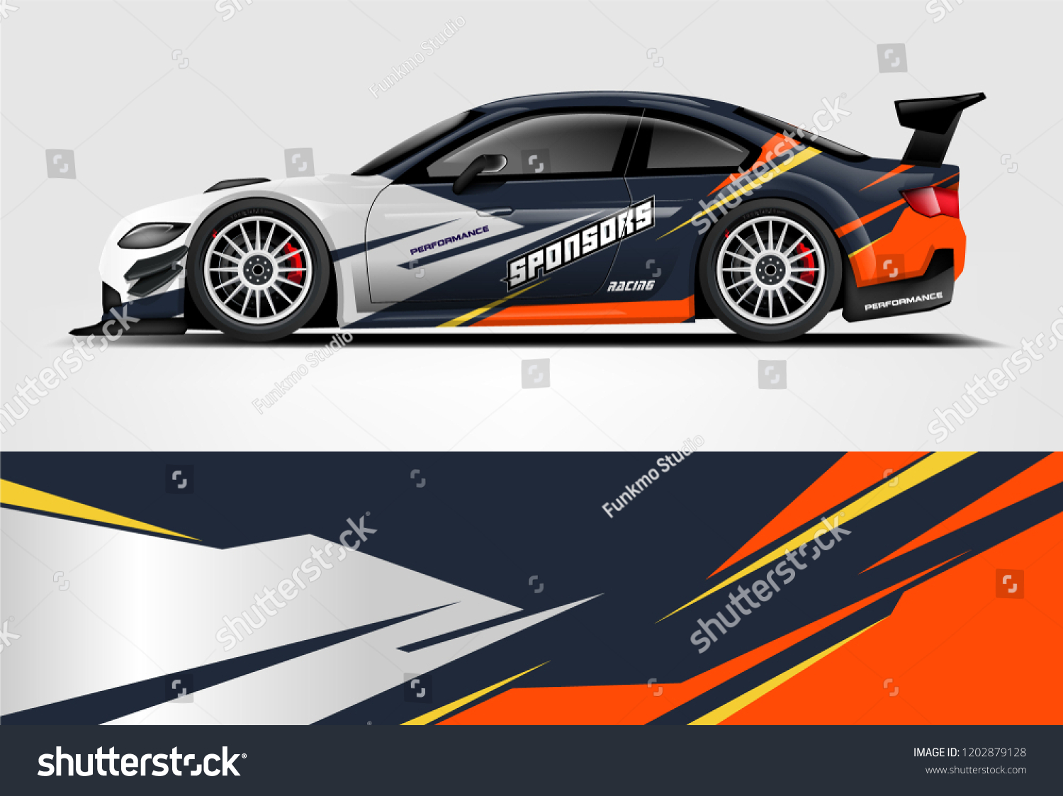 Car decal wrap design vector. Graphic abstract stripe racing background kit designs for vehicle, race car, rally, adventure and livery
