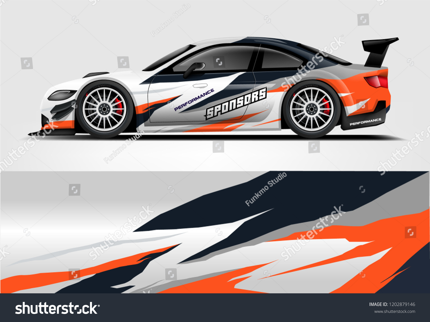 Car decal wrap design vector. Graphic abstract stripe racing background kit designs for vehicle, race car, rally, adventure and livery