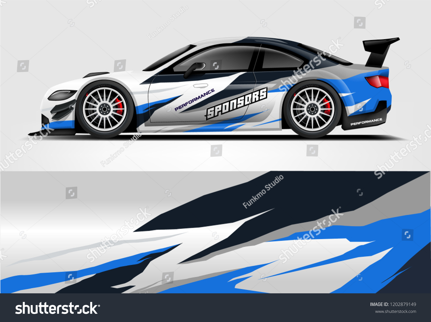 Car decal wrap design vector. Graphic abstract stripe racing background kit designs for vehicle, race car, rally, adventure and livery