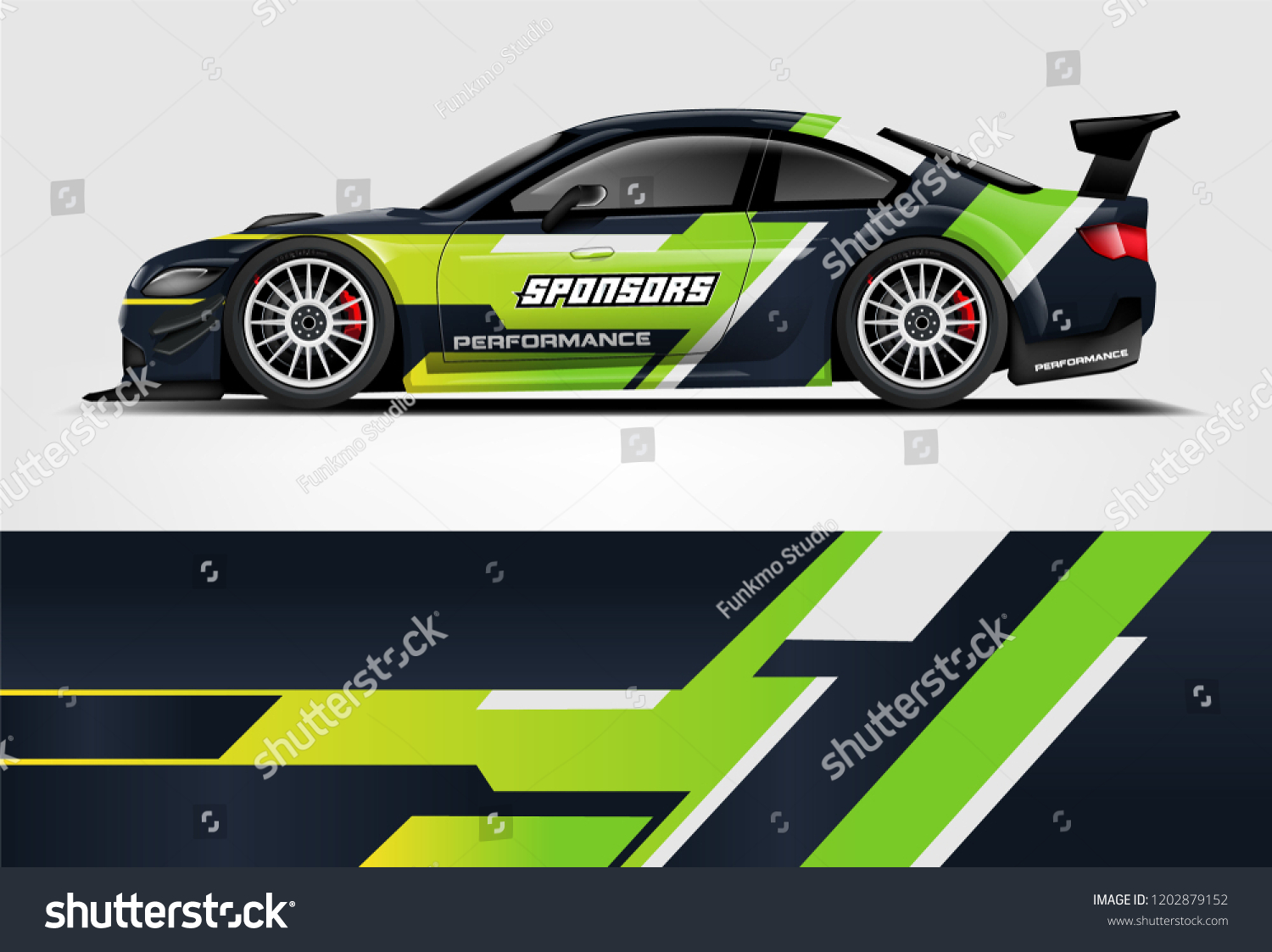 Car decal wrap design vector. Graphic abstract stripe racing background kit designs for vehicle, race car, rally, adventure and livery