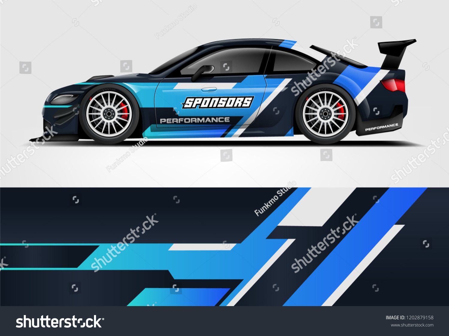 Car decal wrap design vector. Graphic abstract stripe racing background kit designs for vehicle, race car, rally, adventure and livery