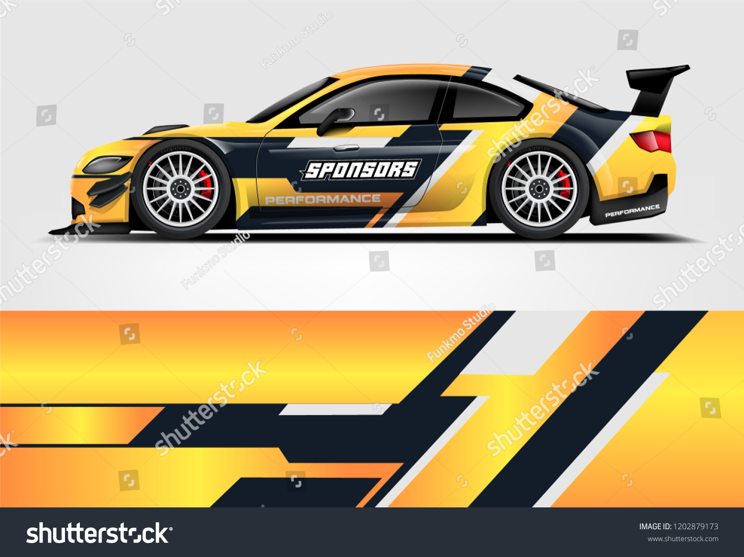 Car decal wrap design vector. Graphic abstract stripe racing background kit designs for vehicle, race car, rally, adventure and livery