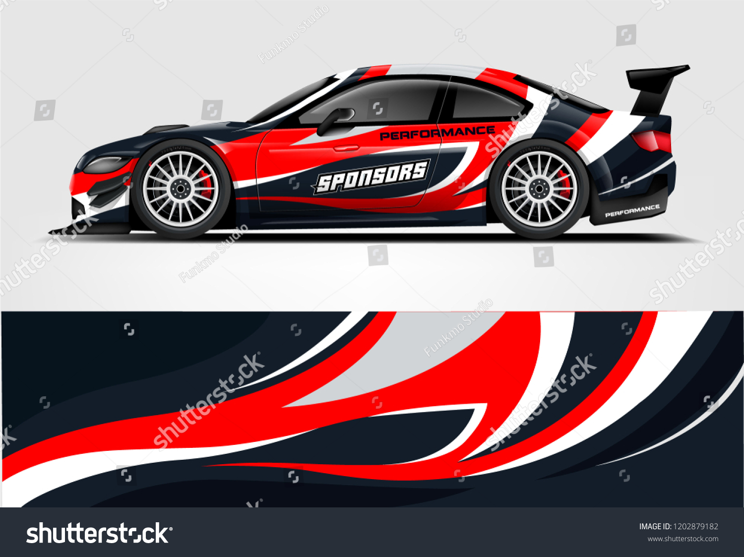 Car decal wrap design vector. Graphic abstract stripe racing background kit designs for vehicle, race car, rally, adventure and livery