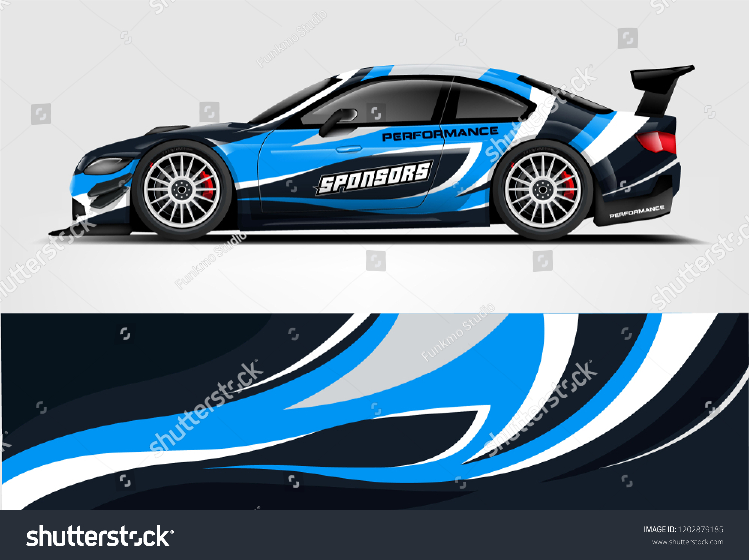 Car decal wrap design vector. Graphic abstract stripe racing background kit designs for vehicle, race car, rally, adventure and livery