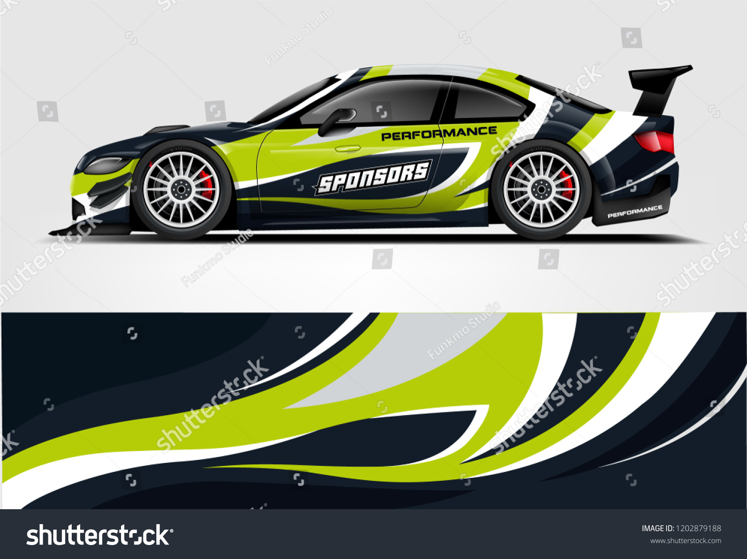 Car decal wrap design vector. Graphic abstract stripe racing background kit designs for vehicle, race car, rally, adventure and livery