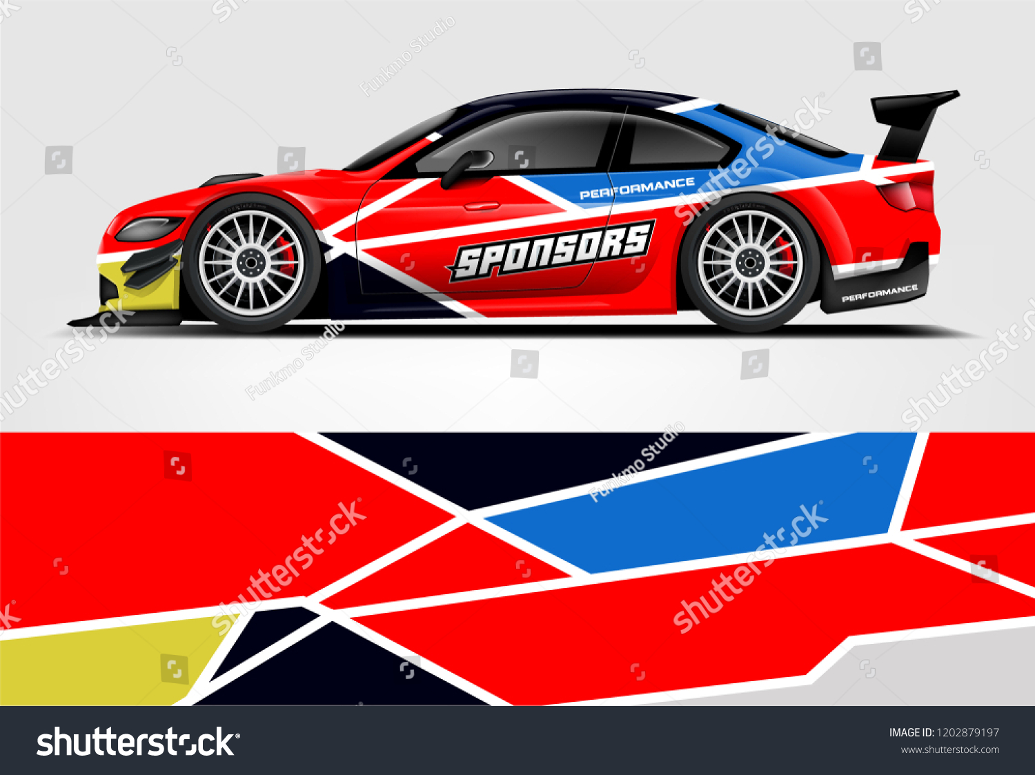 Car decal wrap design vector. Graphic abstract stripe racing background kit designs for vehicle, race car, rally, adventure and livery