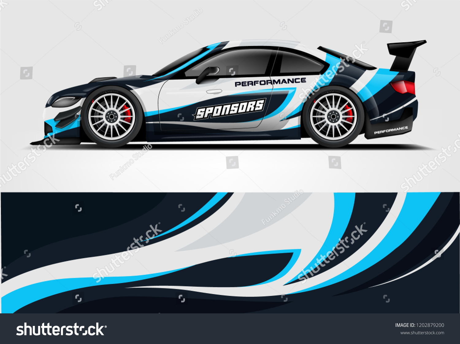 Car decal wrap design vector. Graphic abstract stripe racing background kit designs for vehicle, race car, rally, adventure and livery