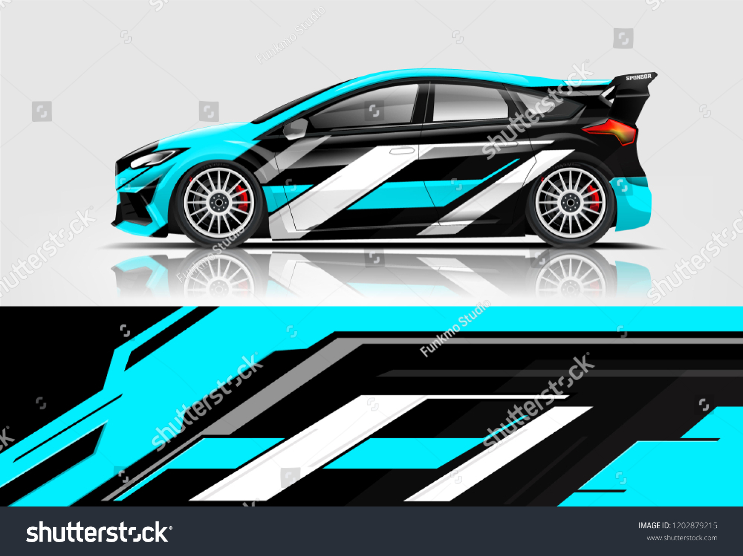 Car decal wrap design vector. Graphic abstract stripe racing background kit designs for vehicle, race car, rally, adventure and livery