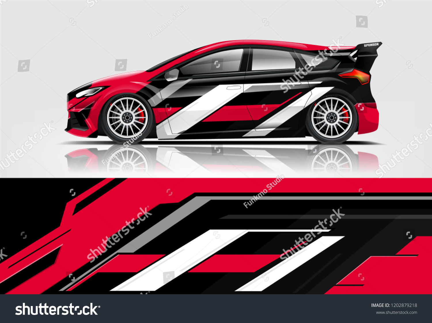 Car decal wrap design vector. Graphic abstract stripe racing background kit designs for vehicle, race car, rally, adventure and livery
